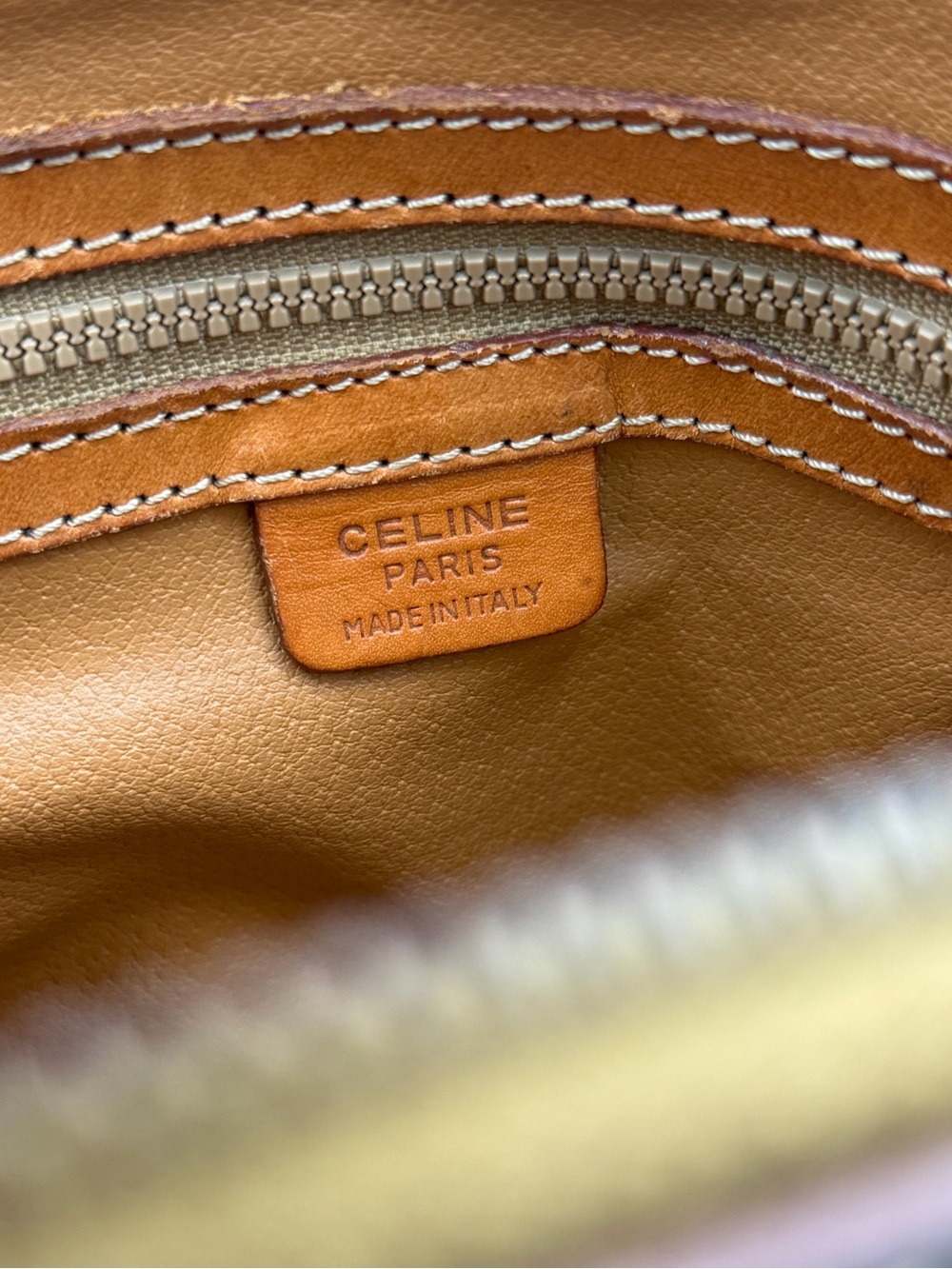 Celine Brown Leather-Trim Satchel with Orange Scarf Accent (pre-owned) - Picture 8 of 10